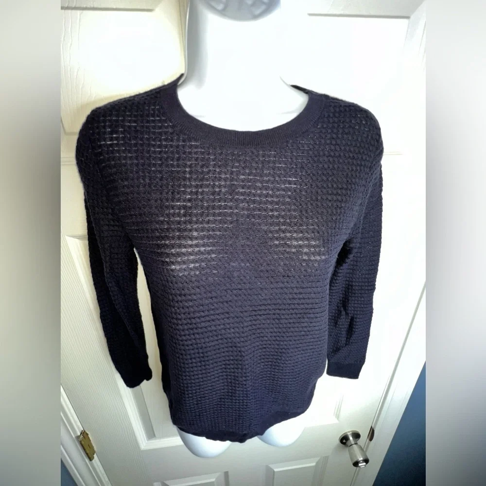 Ann Taylor Women’s X Small Navy Blue Cotton Knit Lightweight Sweater Top XS
